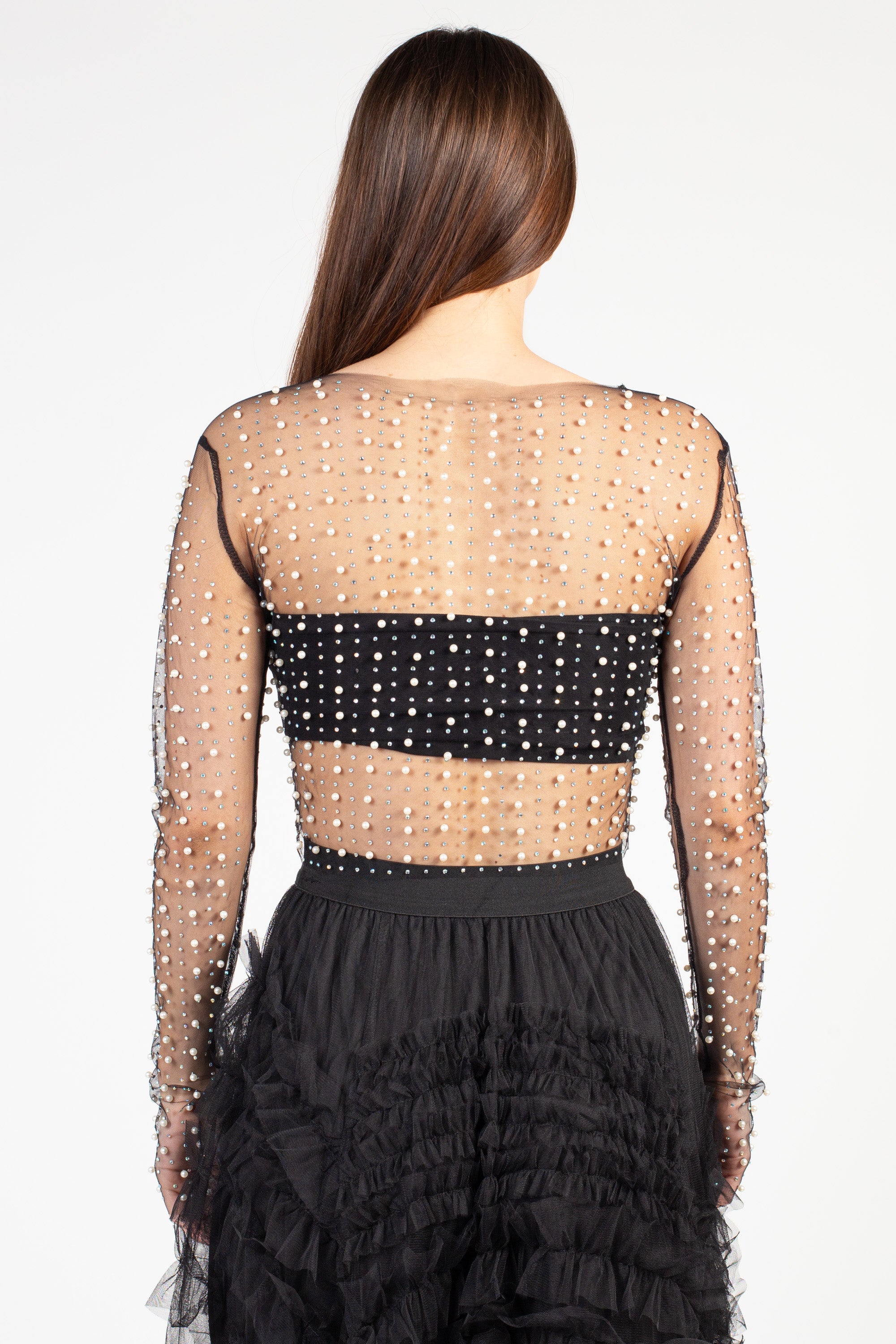 Vanity Pearl Embellished Crop Blouse